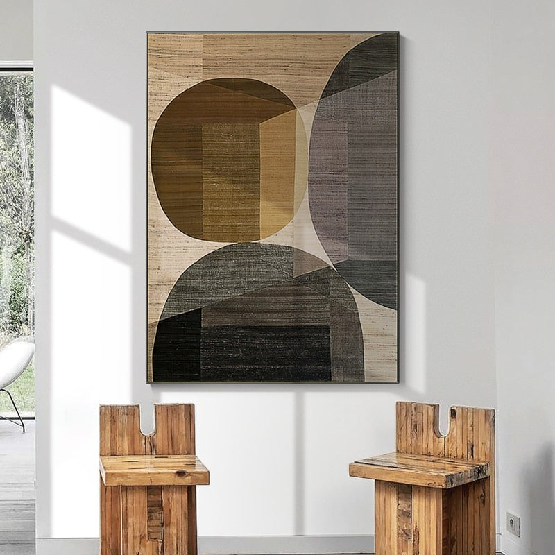 Abstract Brown Geometric Color Combination Canvas Art