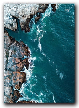 Beach Overlooking Blue Ocean Canvas Art