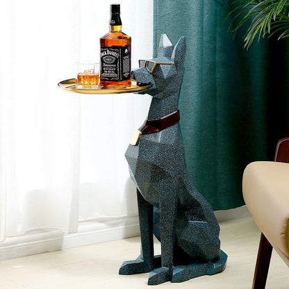 Waiter Dobermann Tray Statue