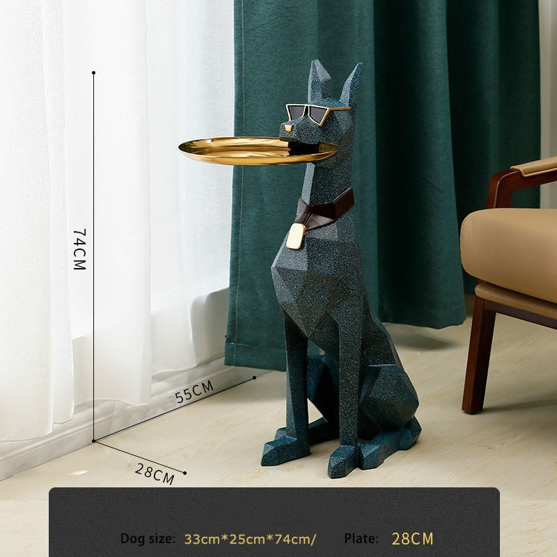 Waiter Dobermann Tray Statue