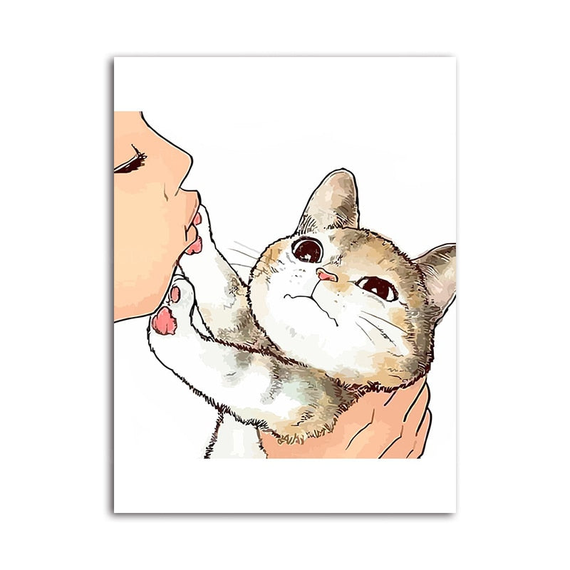 Cartoon Cute Cats and Dogs Canvas Art