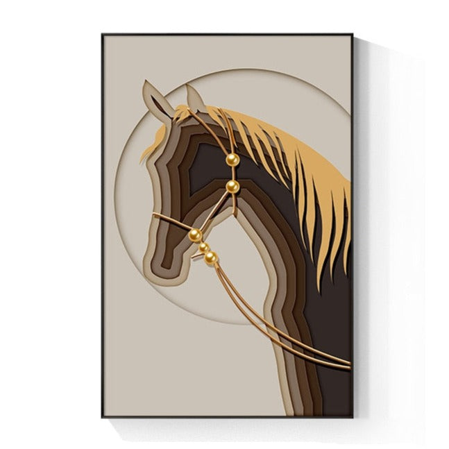 Brown and Gold Luxurious Horse Canvas Art