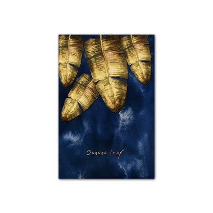 Blue Gold Leaf Canvas Art