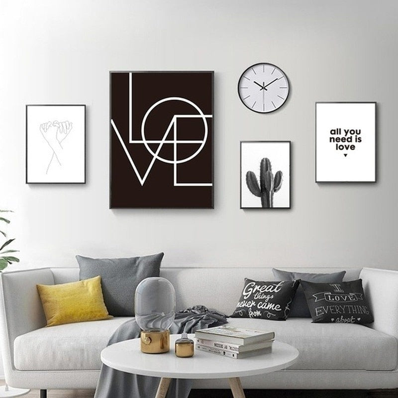 Minimalist Style Cactus Heart Love Canvas Art