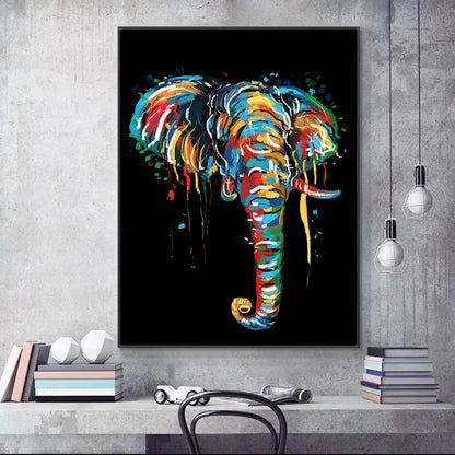 Watercolor Elephant Painting Wall Art Canvas