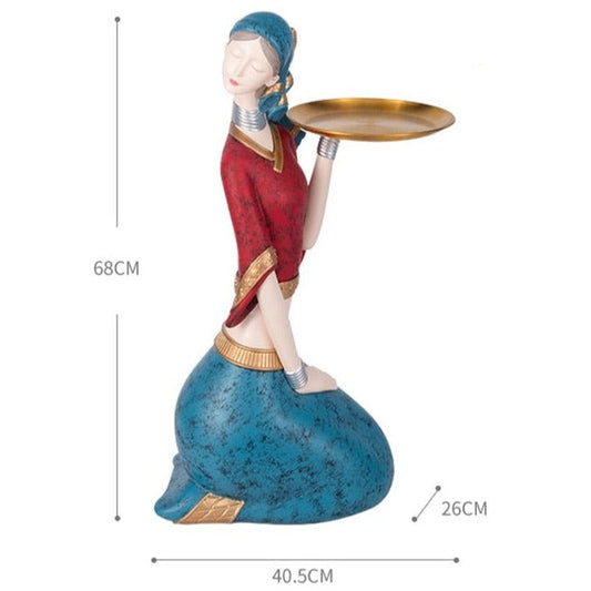 Kneeling Woman Statue with Tray