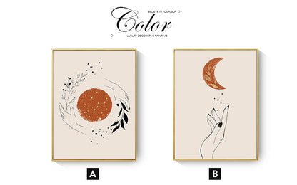 Mystic Hand Sun and Moon Canvas Art