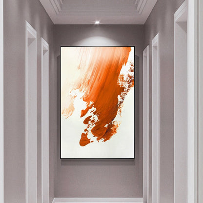 Orange Red Paint Abstract Canvas Art