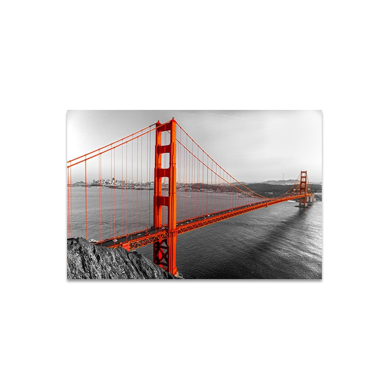 Black and White Golden Gate Bridge Canvas Art