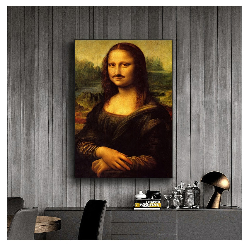 Art Mona Lisa Smoking Joint Canvas