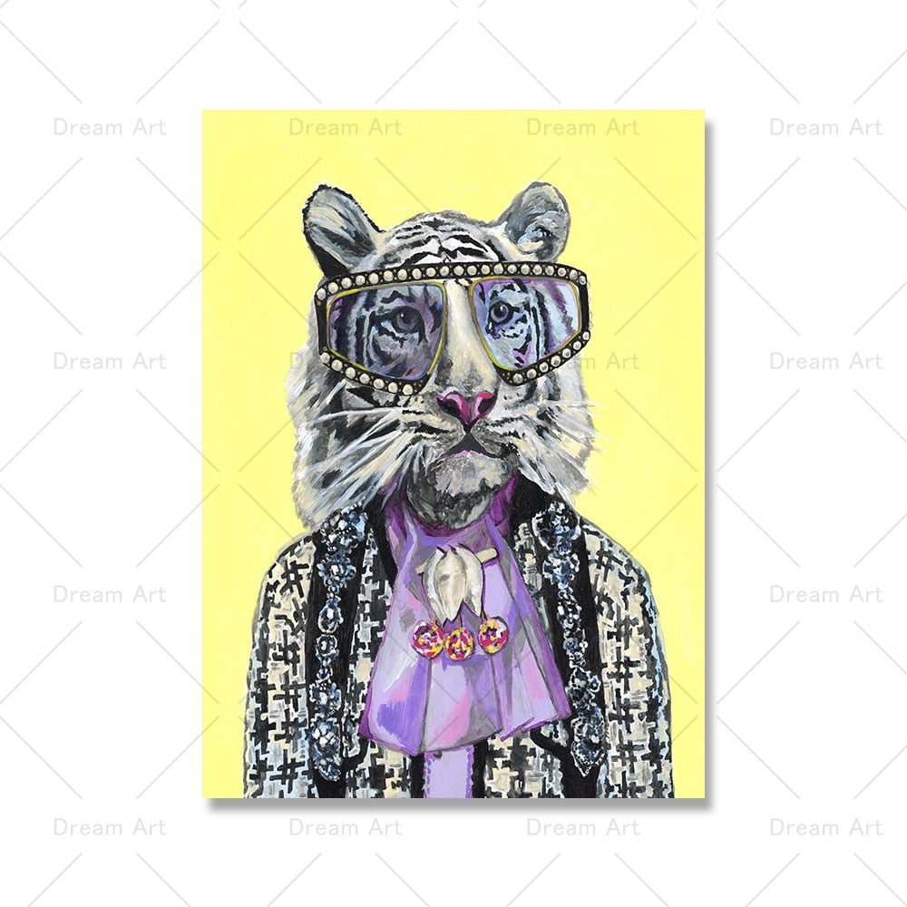 Fashion Animals in a Suit Art Canvas