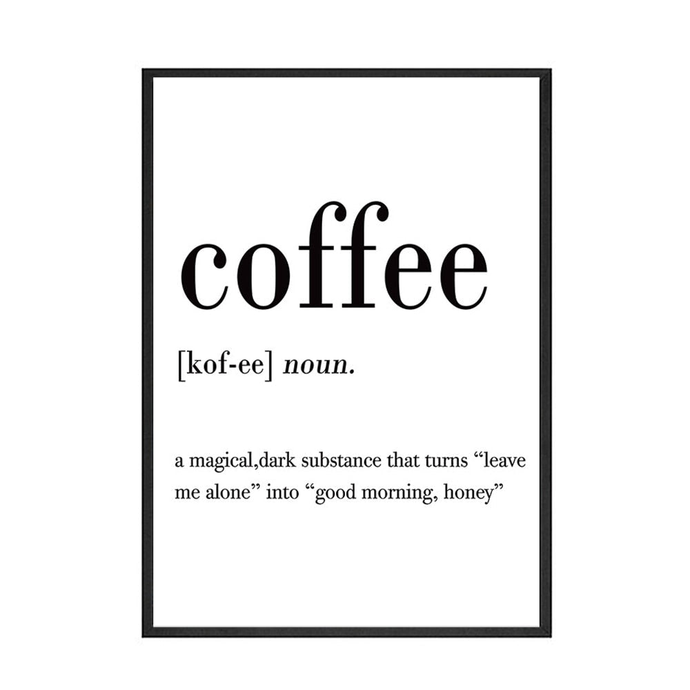 Black and White Coffee and Wine Canvas Art