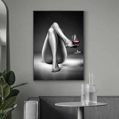 Nude Woman Wine Glass Canvas Art