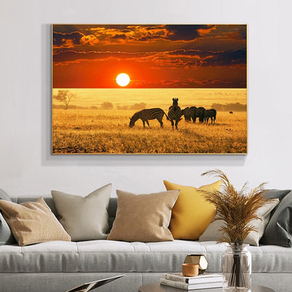 African Zebra Sunset Canvas Art