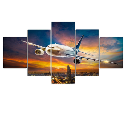 Airplane Sunset Canvas Art