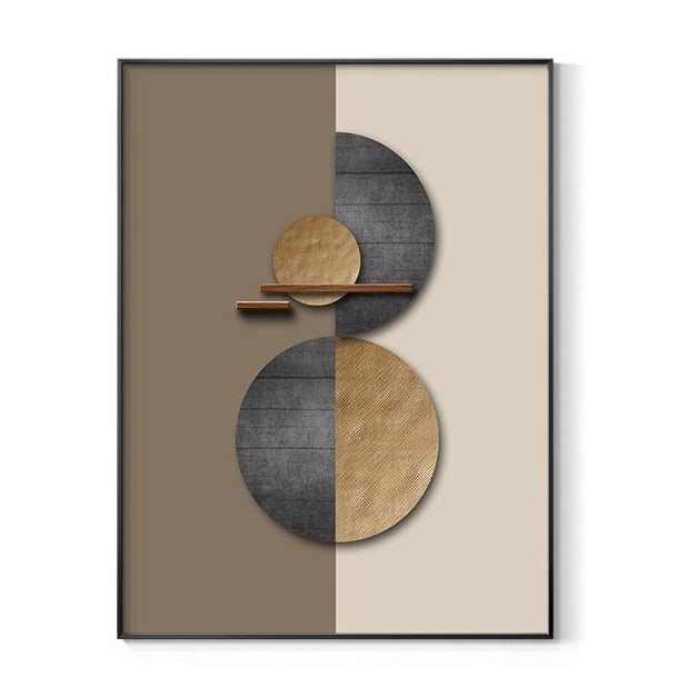 Abstract Gray Gold Geometric Canvas Art