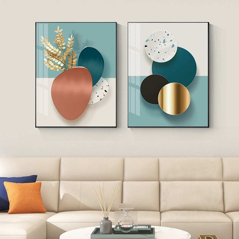 Black Copper Geometric Canvas Art