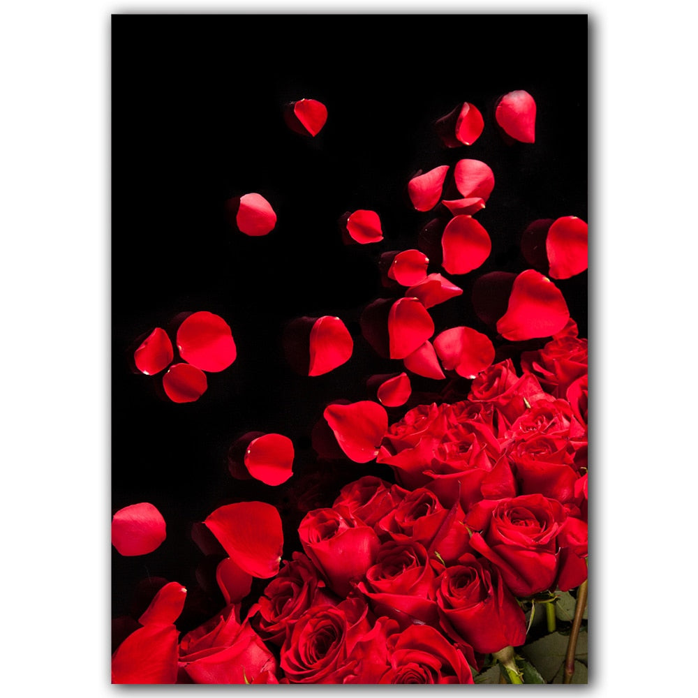 Red Rose Petals Canvas Art