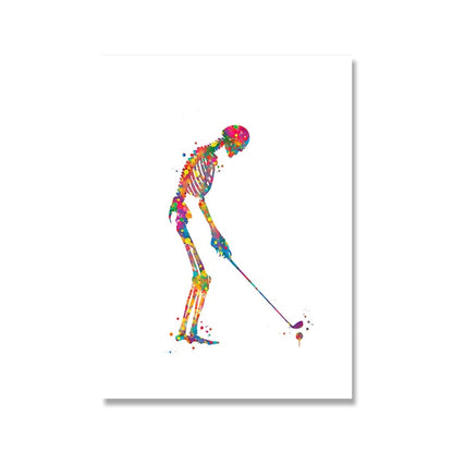 Skeleton Work Out Canvas Art