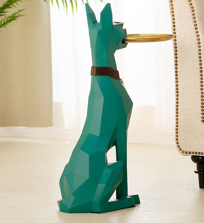 Waiter Dobermann Tray Statue