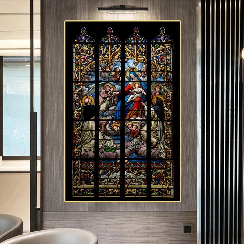 Christ Jesus Mosaic Church Glass Window Canvas Art