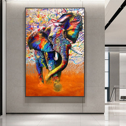 Colorful Elephant Graffiti Canvas Art