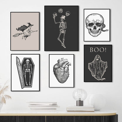 Halloween Skeleton Witch Ghost Canvas Art