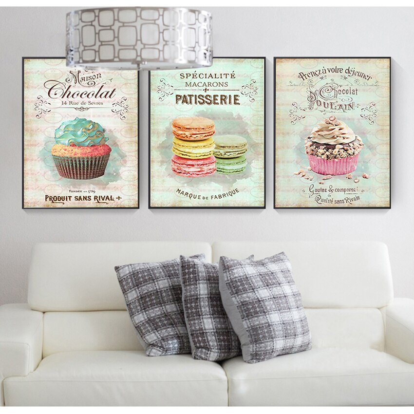 Macaroon Cupcake Canvas Art