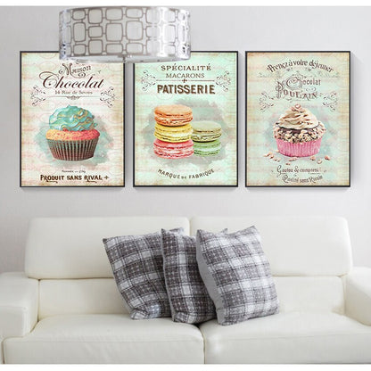 Macaroon Cupcake Canvas Art