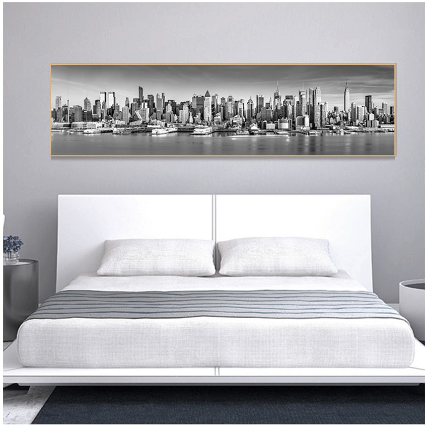 Black and White New York City Landscape Wall Art Canvas