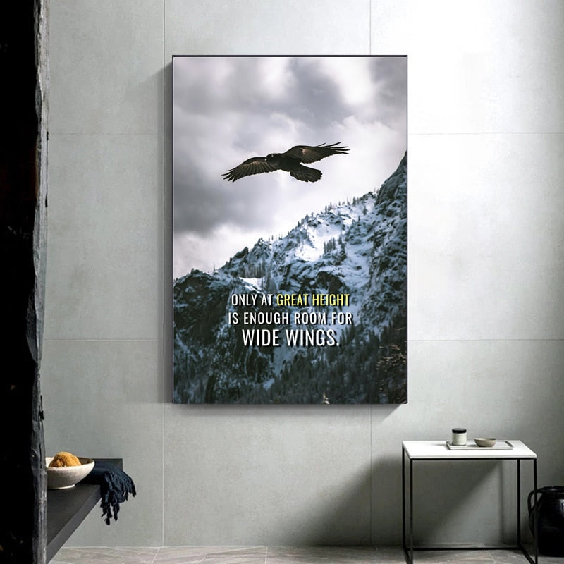 Eagle Snowy Mountain Quotes Inspirational Canvas