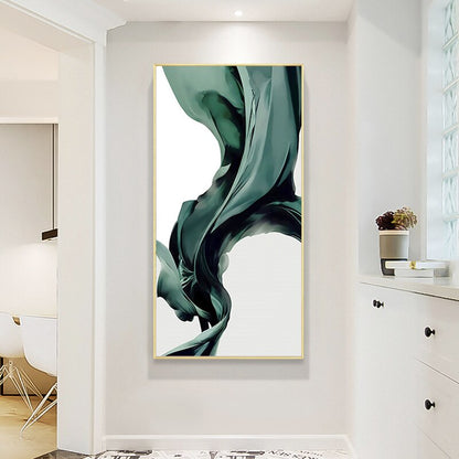 Blackish Green Silk Canvas Art