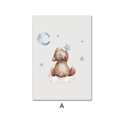 Baby Nursery Wall Art Bear Bunny Canvas