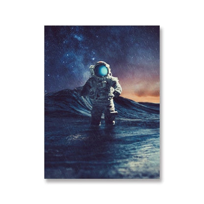 Astronaut In Space Looking Down On The Earth Canvas Art