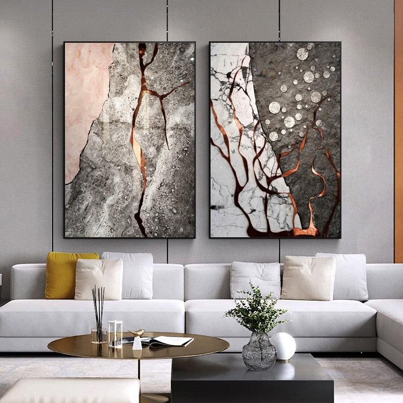 Modern Stone Texture Lines Canvas Art