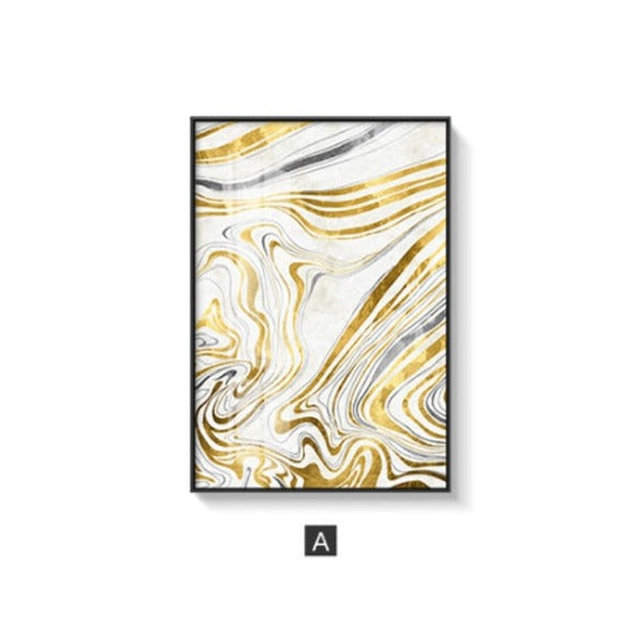 Gold and White Marble Canvas Art