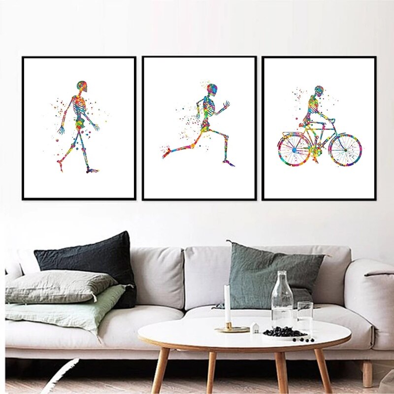 Skeleton Work Out Canvas Art