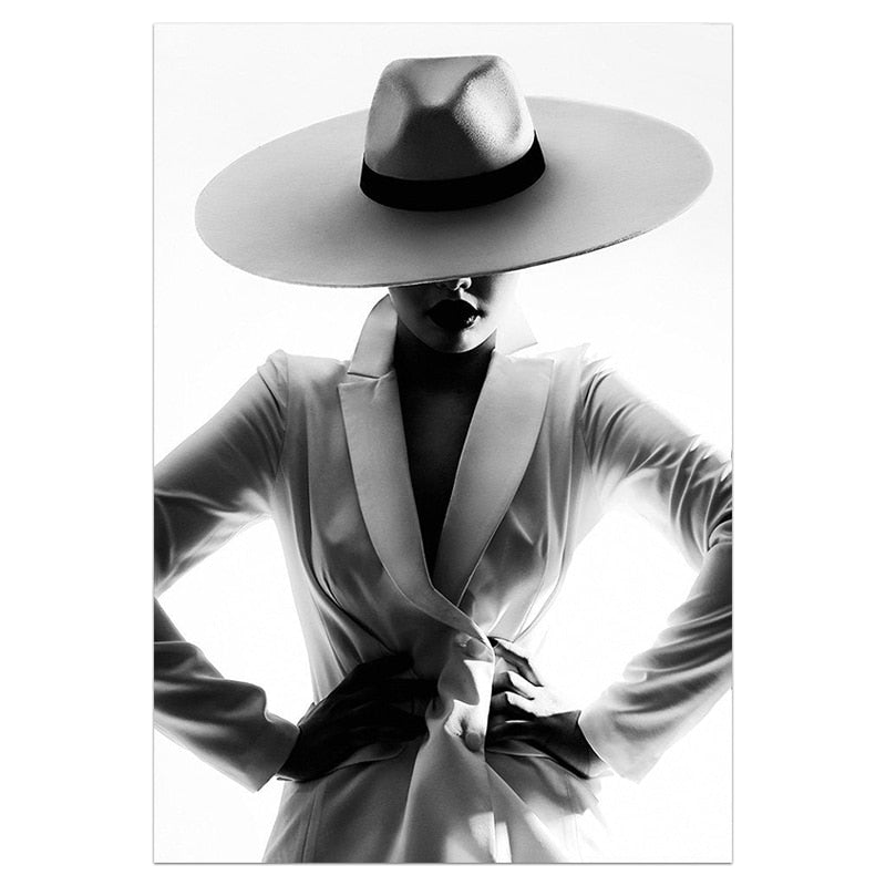 Black and White Fashion Woman Canvas Art