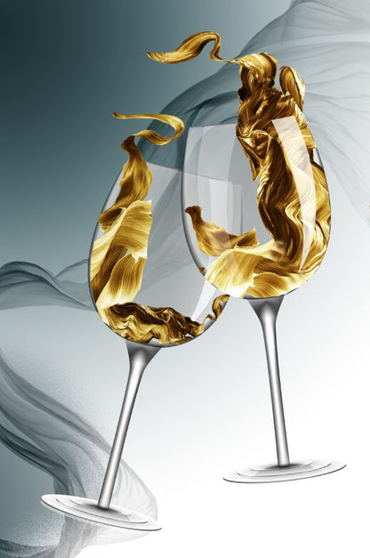 Gold Wine Glass Canvas Art