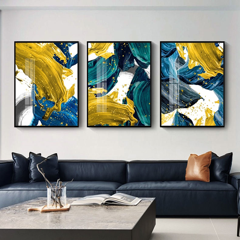 Golden Blue Foil Nordic Canvas Art