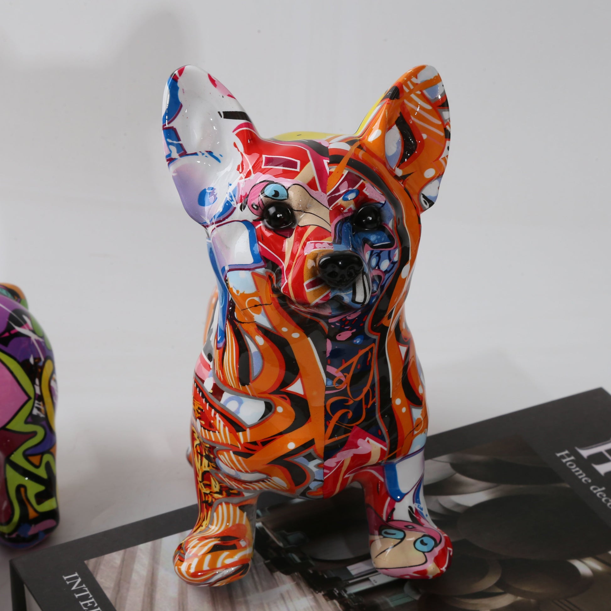 Graffiti Corgi Resin Statue