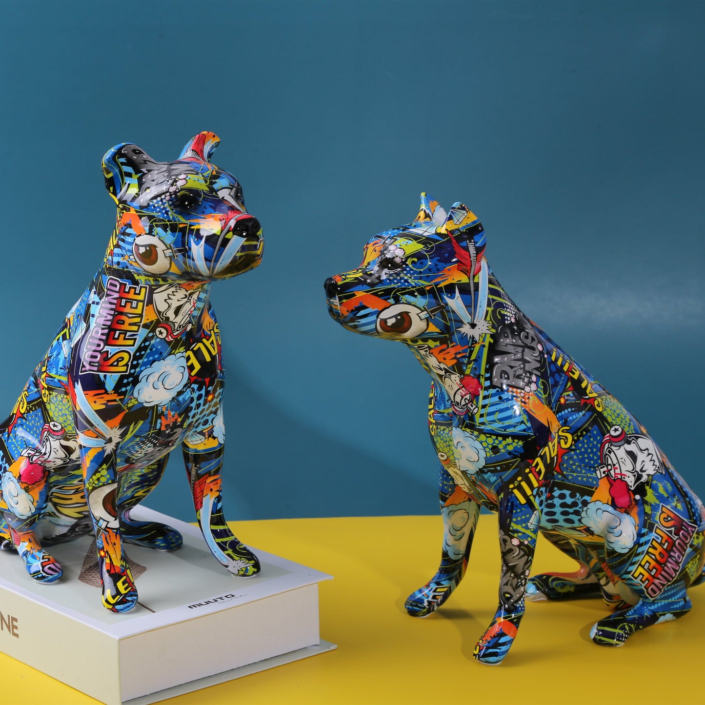 Graffiti Staffordshire Bull Terrier Resin Statue