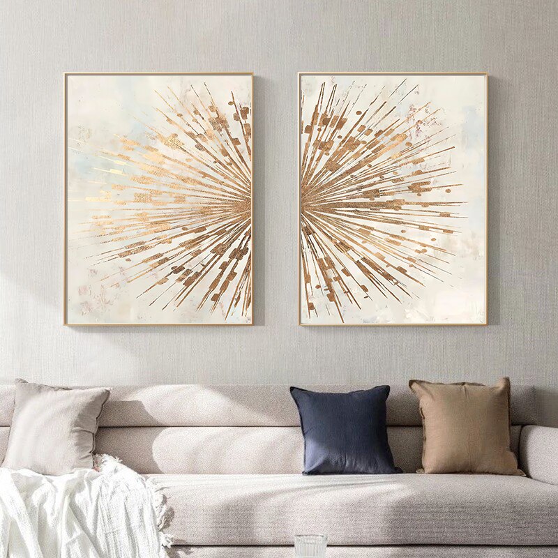 Abstract Gold Foil Line Canvas Art