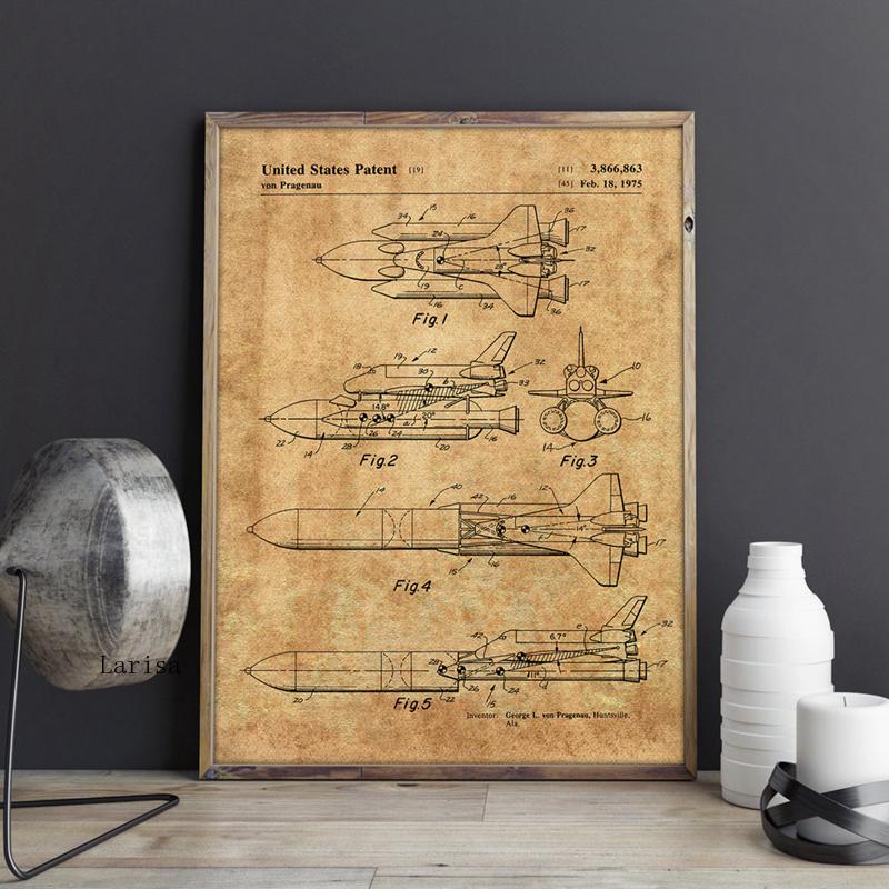 Space Shuttle Patent Blueprint Canvas Art