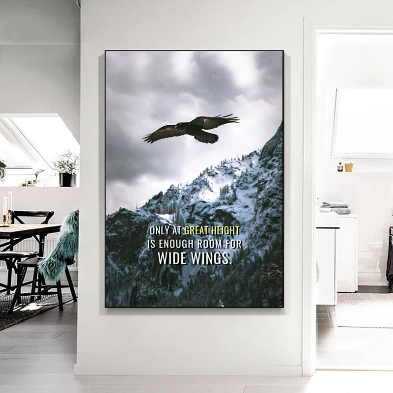 Eagle Snowy Mountain Quotes Inspirational Canvas