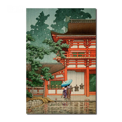 Chinese Temple Winter Canvas Art