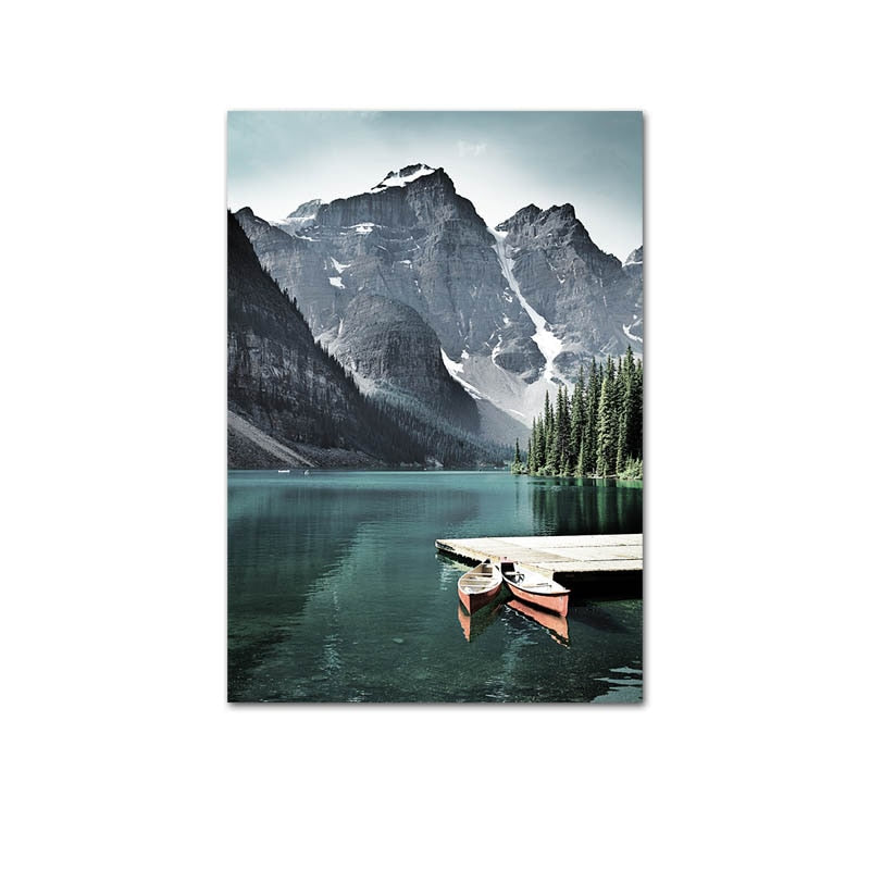 Nordic Scandinavian Mountain Landscape Canvas Art