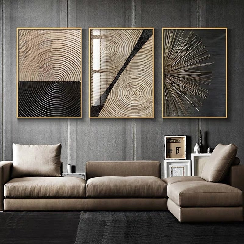 Retro Black Gold Wood Art Canvas