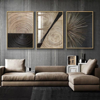 Retro Black Gold Wood Art Canvas