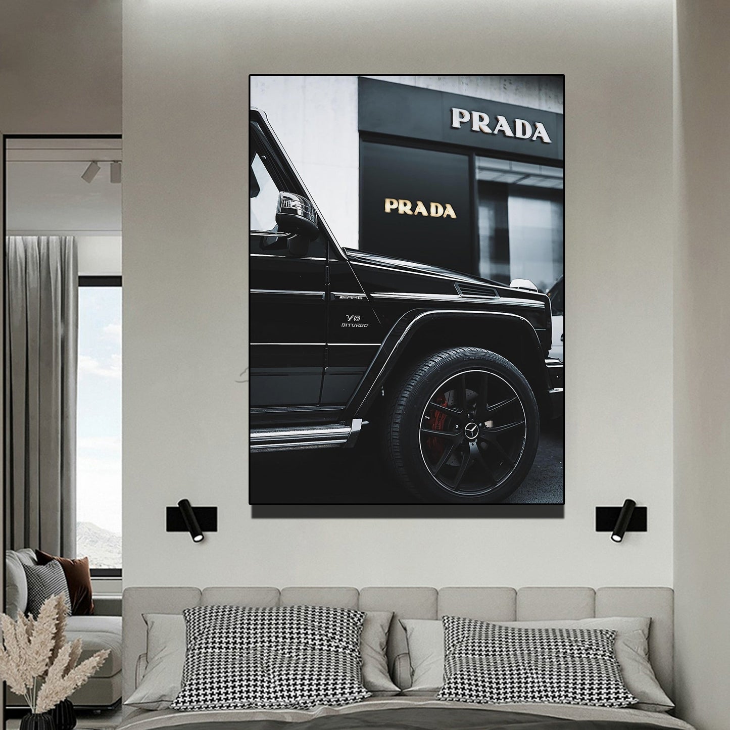 Black and White Luxury Fashion Super Car Canvas Art